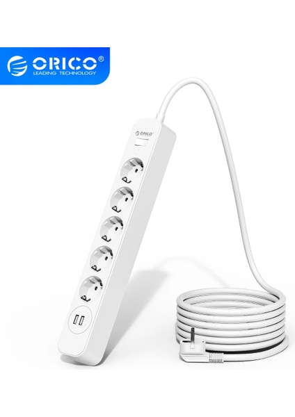 Orıco Ab Tak Dalgalanma Koruyucusu 5 Ac Çıkışlı Güç Şeridi 2 USB Şarj Portu ile Uzatma Kablosu Duvar Montaj Masası Ev Ofis Için (Yurt Dışından)