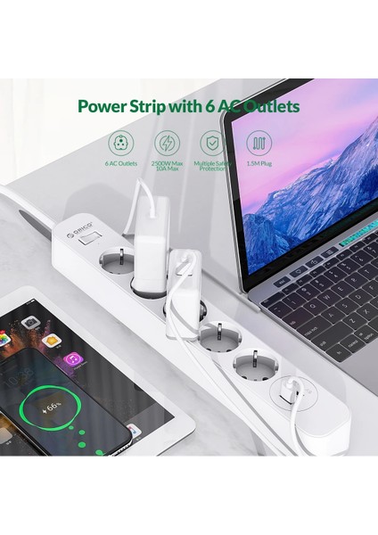 Orıco Ab Tak Dalgalanma Koruyucusu 5 Ac Çıkışlı Güç Şeridi 2 USB Şarj Portu ile Uzatma Kablosu Duvar Montaj Masası Ev Ofis Için (Yurt Dışından) modelleri