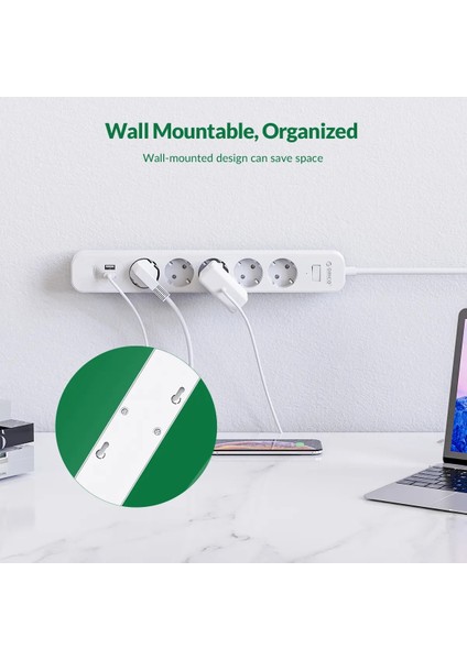 Orıco Ab Tak Dalgalanma Koruyucusu 5 Ac Çıkışlı Güç Şeridi 2 USB Şarj Portu ile Uzatma Kablosu Duvar Montaj Masası Ev Ofis Için (Yurt Dışından) fırsatları
