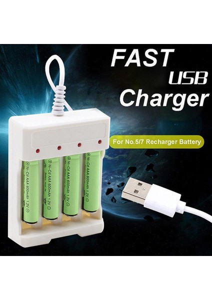 1.2V Evrensel 4 Yuvalı Aa/aaa Şarj Edilebilir Pil Şarj Adaptörü USB Fişi (Yurt Dışından)