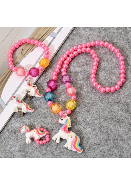 Moda Sevimli Çocuk Kız Kolye Bilezik Unicorn Kolye Kolye Çocuklar Takı Seti (Yurt Dışından) modelleri