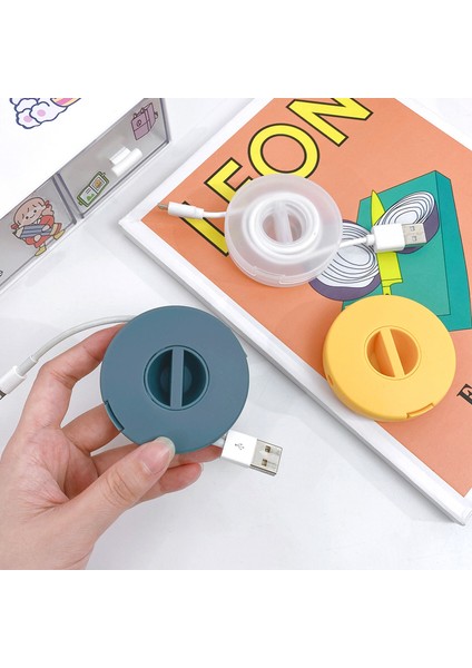 Yuvarlak Tel Sarıcı Kutusu Taşınabilir Çok Fonksiyonlu Veri Kablosu Saklama Kutusu Kablo Konteyner USB Şarj Tutucu Tel Yönetim Kutusu (Yurt Dışından)