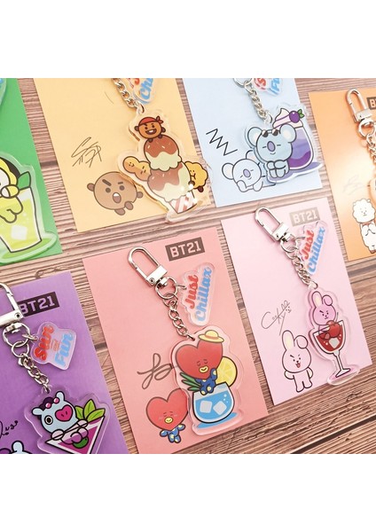 Kpop Bts BT21 Sevimli Karikatür Akrilik Çanta Anahtarlığı Kolye Anahtarlık Anahtar Tutucu (Yurt Dışından) fırsatları