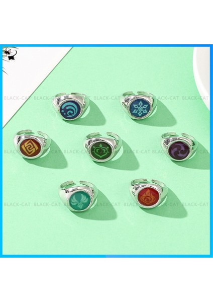 Genshin Etki Oyunu Yüzük Takı Tanrı'nın Gözü Thunder Fire Rock Buz Elemanı Ayarlanabilir Yüzükler (Yurt Dışından) modelleri