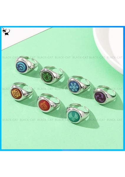 Genshin Etki Oyunu Yüzük Takı Tanrı'nın Gözü Thunder Fire Rock Buz Elemanı Ayarlanabilir Yüzükler (Yurt Dışından) fırsatları