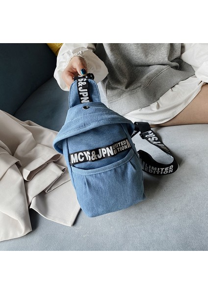 Denim Çanta Kız Sevimli Ayı Omuz Göğüs Çantası Moda Ins Karikatür Messenger Çanta (Yurt Dışından) fiyatları