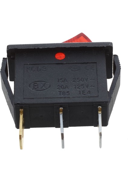 2x Basmalı Anahtar Açık Kapalı Parlak Bipolar 28X10MM 250V 15A 3 Terminal Kırmızı (Yurt Dışından)