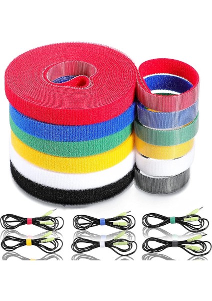 【hazır Stok 5m Rulo Naylon Kablo Bağları / Kendinden Yapışkanlı Velcro Askı Şerit Tel Kayışı / Ofis Masaüstü Sarıcı Kablo Yönetimi (Yurt Dışından)