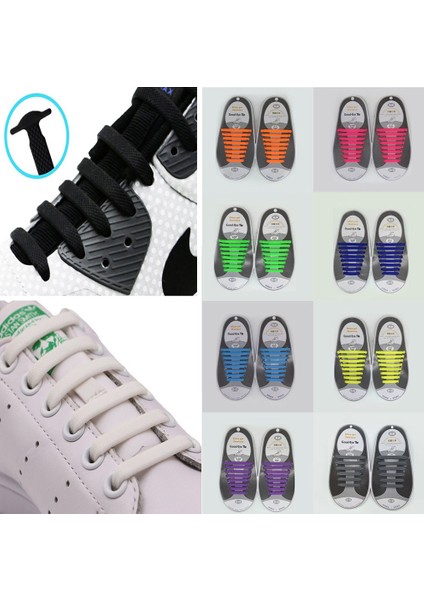 Dedetrıpe 16 Adet Tembel Ayakkabı Bağcıkları Unisex Kravat Ayakkabı Bağı Silikon Elastik Spor Ayakkabı Kişilik (Yurt Dışından)