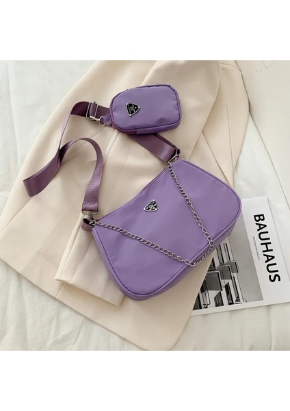 Betty Becky Yogodlns Kadın Naylon Fermuarlı Crossbody Çanta Küçük Çanta ile Sevimli Düz Renk Omuz Çantası (Yurt Dışından)