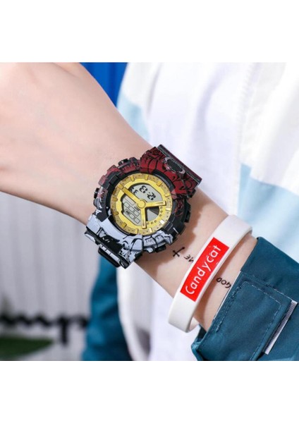 【hazır Stok G-Shock Aynı Tasarım Tek Parça + Dragon Ball Z Ortak Model Su Geçirmez LED Spor Saat (Yurt Dışından)