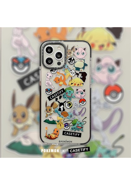 Hazır Stok Casetify Pokmon Yumuşak Silikon Tpu Kılıf iPhone Için 13 Pro Max 12 11 Pro Max Xr x Xs Max 7/8 Artı SE2020 12 Mini Moda Sanat Karikatür Darbeye Dayanıklı Şeffaf Kapak (Yurt Dışından) modelleri