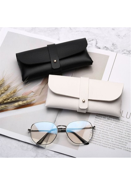 Yeni Moda Yumuşak Deri Beyaz Siyah Gözlük Kılıfı Trendy Güneş Gözlüğü Tek Toka Gözlük Kutusu (Yurt Dışından) modelleri