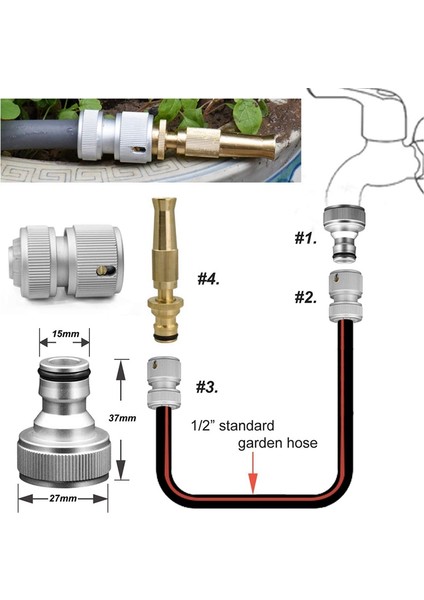 Musluk Hortum Nozulu, Hızlı Bağlantılı Ayarlanabilir Büküm Hortum Nozulu, Bahçe Hortumları Için Nozullar, Araba Yıkama Püskürtme Nozulu (Yurt Dışından) modelleri