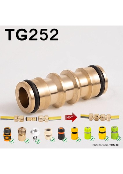 TG252 Pirinç Kaplin Iki Yollu Konnektör Hortumu Hızlı 2 Yollu Bağlantı (Yurt Dışından)