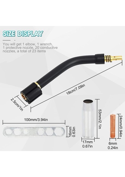 Jaerbee 20 Adet 0.8mm Mıg Kaynak Nozulları 15AK Mıg/mag Temas Borusu ile 1 Gaz Nozulu, 1 Alet ve 1 Brülör (Yurt Dışından)