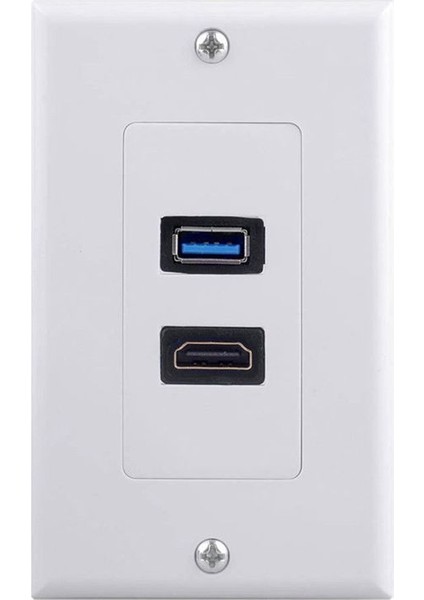 1x 2port HDMI + USB 3.0 Dişi Duvar Yüzü Plaka Paneli Çıkış Soketi Genişletici Beyaz (Yurt Dışından) modelleri