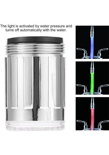 Çift Renkli LED Işık Su Glow Musluk Musluk Kafası Paslanmaz Çelik Su Musluğu-Renkli 2 Adet (Yurt Dışından) modelleri