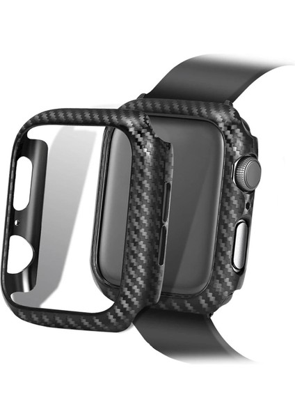 Siyah Kapak Ince Karbon Fiber Pc Tampon Apple Watch Se Kılıf 40MM 44MM 41MM 45MM 42MM Çerçeve Kenarları Serisi 7 6 5 4 3 (Yurt Dışından)
