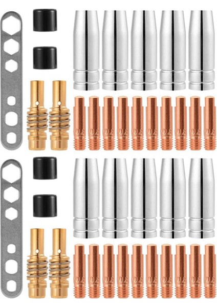 Kaynak Torcu Sarf Malzemesi-10 x Konik Takılabilir Gaz Memesi 20 x M6 0,8 mm Meme 4 x Tutma Yaylı Meme Tutucusu 4 x Yalıtkan 2 x Alet-Altın ve Gümüş (Yurt Dışından)