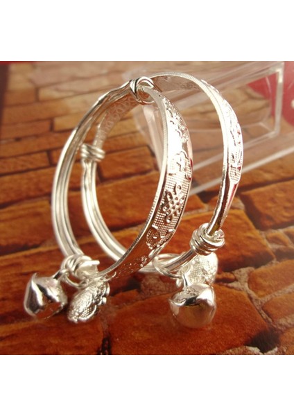 925 Gümüş Kaplama Bebek Bileklik Bileklik Halhal Çocuk Çocuk Hediye Bells Rastgele (Yurt Dışından)