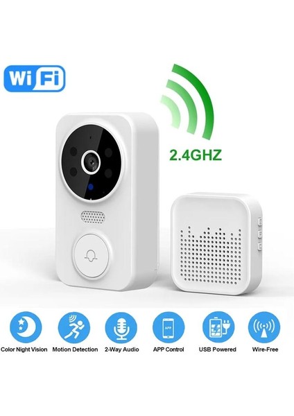Kablosuz Kapı Zili Wifi Akıllı Video Kapı Zili Hd Gece Görüş Pır Hareket Algılama Ir Alarm Güvenlik Görsel Kapı Zili Kamera (Yurt Dışından)
