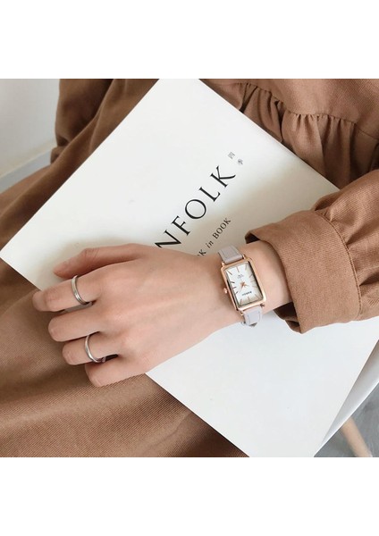 Basit Elegance Retro Ins Stil Kadın Saat Moda Kore Tarzı Küçük Kare Saat (Yurt Dışından)