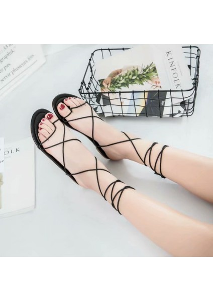 Yeni Gladyatör Kore Düz Moda Sandaletler Boyutu 35-40 Kadar Kravat (Yurt Dışından) fırsatları