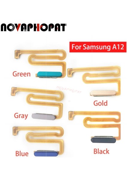 Novaphopat Yepyeni Cep Telefonu Ana Sayfa Düğmesi Parmak Izi Dokunmatik Kimlik Sensörü Anahtar Menü Düğmesi Yan Güç Açık Kapalı Flex Kablo Şerit Yedek Parçalar Samsung Galaxy A12 A125F (Yurt Dışından)