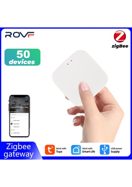 Rovf - Zigbee Ağ Geçidi - Smart Hub - Mini Ses Kontrolü - Work Tuya Alexa/google Home Için Akıllı Yaşam (Yurt Dışından)