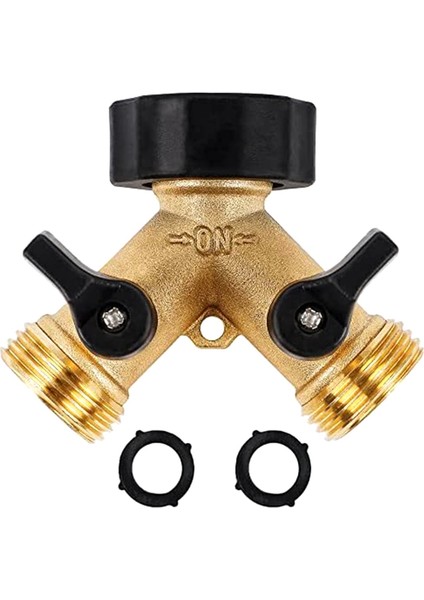 Bahçe Hortumu Ayırıcı Hortum Dağıtıcı Y Ayırıcı 2 Vana ve 2 Ekstra Lastik Pul (Yurt Dışından)