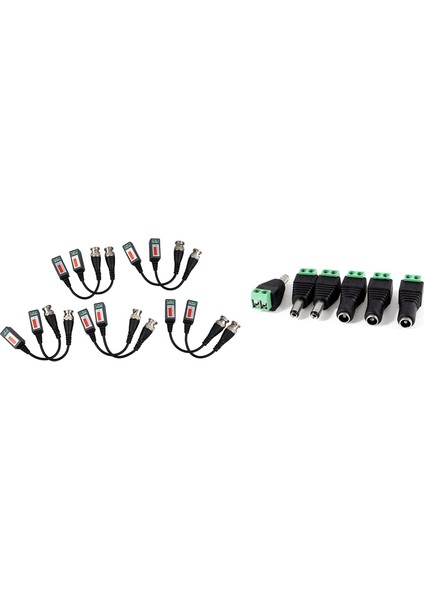Adet 5.5x2.1mm Dişi + Erkek Cctv Dc Konnektör Adaptörü Tamir Parçası & 10 Adet Kamera Cctv Bnc Cat5 Video Balun Pasif Alıcı-Verici Kablosu Adaptör Konnektörü (Yurt Dışından) fiyatları
