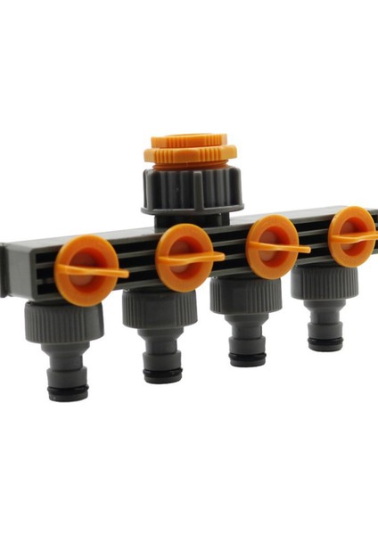 Bahçe Su Hortumu Konektörü 4 Yollu Ayırıcı Sulama Aracı Yeşil / Turuncu (1 Adet) (Yurt Dışından)
