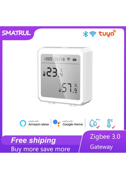 Smatrul - Sıcaklık ve Nem Sensörü - Wifi Akıllı Ev - Iç Mekan Higrometre Alarmı - LCD Ekran - Tuya Alexa Google Home Için (Yurt Dışından) fiyatları