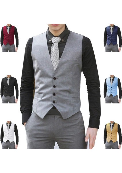 Erkek Resmi Iş Günlük Yelek Slim Fit Ceket (Yurt Dışından)