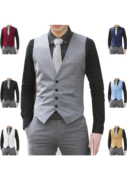 Erkek Resmi Iş Günlük Yelek Slim Fit Ceket (Yurt Dışından)