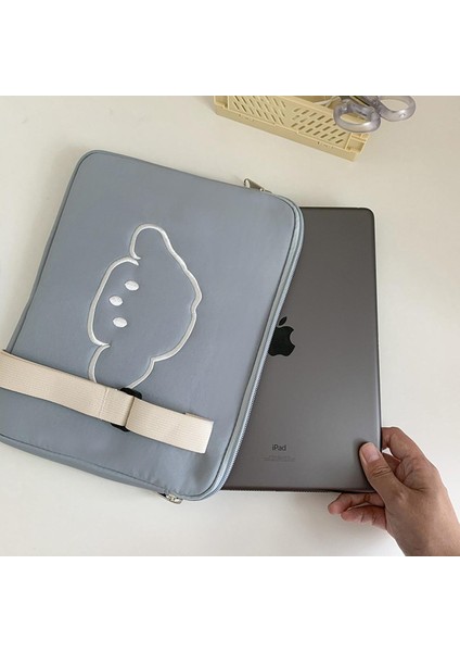 Karikatür Desen Moda Laptop Çantası iPad Için Uyumlu Koruma Kollu 15 13 11 Inç Kadın Evrak Çantası Kore Sevimli Macbo (Yurt Dışından)
