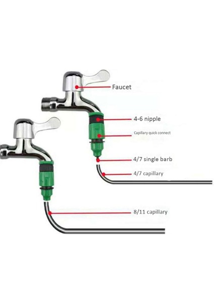 20 Adet 4/7mm 8/11MM Hortum Dikenli Hortum Hızlı Konnektörler Bahçe Su Sulama Damla Sulama Kaplin Bağlantı Aracı (Yurt Dışından)