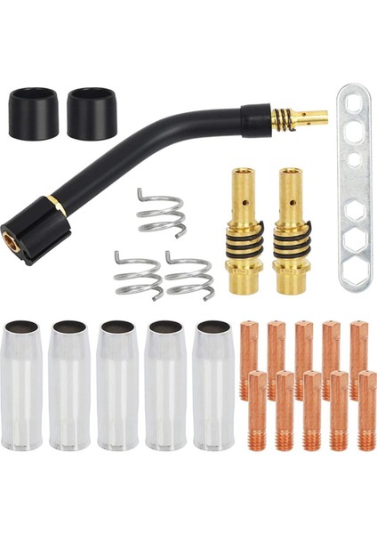 Zoroom 27 Adet MB15 Nozullar Iletişim Ipuçları Mıg Kaynakçı Torch Kiti Kuğu Boyun 15AK Mıg Kaynak Torch (Yurt Dışından)