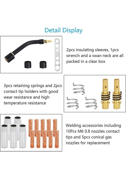 Zoroom 27 Adet MB15 Nozullar Iletişim Ipuçları Mıg Kaynakçı Torch Kiti Kuğu Boyun 15AK Mıg Kaynak Torch (Yurt Dışından)