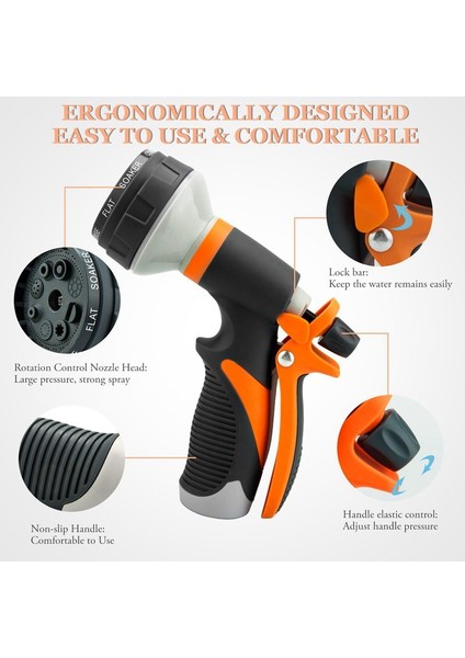 Hortum Nozulu Bahçe Hortumu Nozulu Hortum Püskürtme Nozulu Kaçak Ücretsiz Yüksek Basınçlı Ağır Hizmet Sulama Tesisi Yıkama Arabaları Evcil Hayvan Duş Için 8 Desen (Yurt Dışından) modelleri