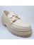 Krem Kalın Taban Tokalı Loafer Comfort Ayakkabı 1