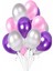 100 Adet Metalik Sedefli Mor-Pembe-Gümüş Helyumla Uçabilen Balon 1