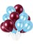90 Adet Metalik Sedefli Parlak Bordo Ve Mavi Balon 1