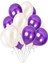 90 Adet Metalik Sedefli Parlak Mor Ve Beyaz Balon 1