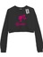 Basic Crop Bisiklet Yaka Uzun Kollu Barbie Siyah Sweat 1