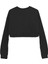 Basic Crop Bisiklet Yaka Uzun Kollu Barbie Siyah Sweat 2
