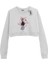 Basic Crop Bisiklet Yaka Uzun Kollu Hey Whats Up Beyaz Sweatshirt 1