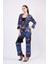 Saf İpek Pijama Takımı Mandala Desen Saks Mavi Nomads Felt 1