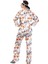 Saf İpek Gömlek Pantolon-Pijama Takımı Çiçek Desen Ekru Nomads Felt 5